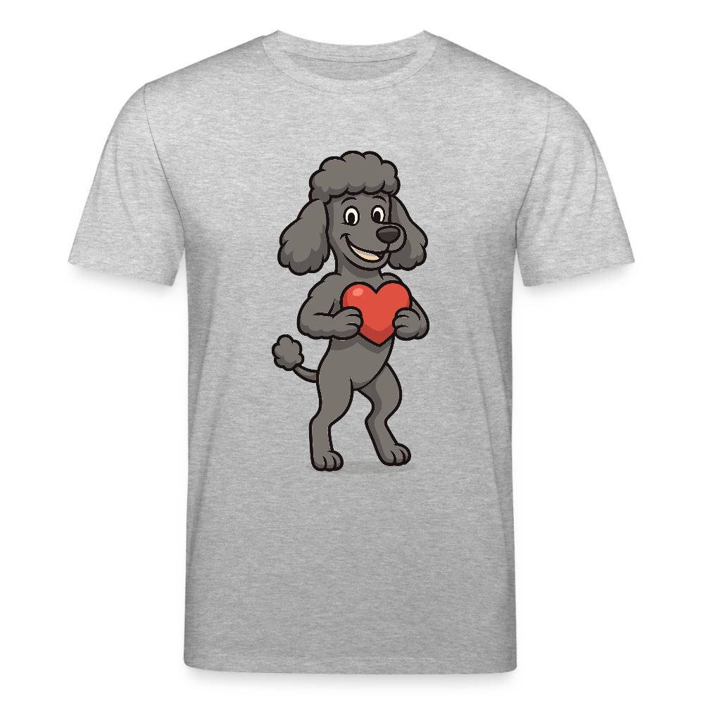 Pudel T- Shirt mit Herz Cartoon – Liebevolles Hunde Motiv für Valentinstag, Geschenke und Hundeliebhaber - Grau meliert