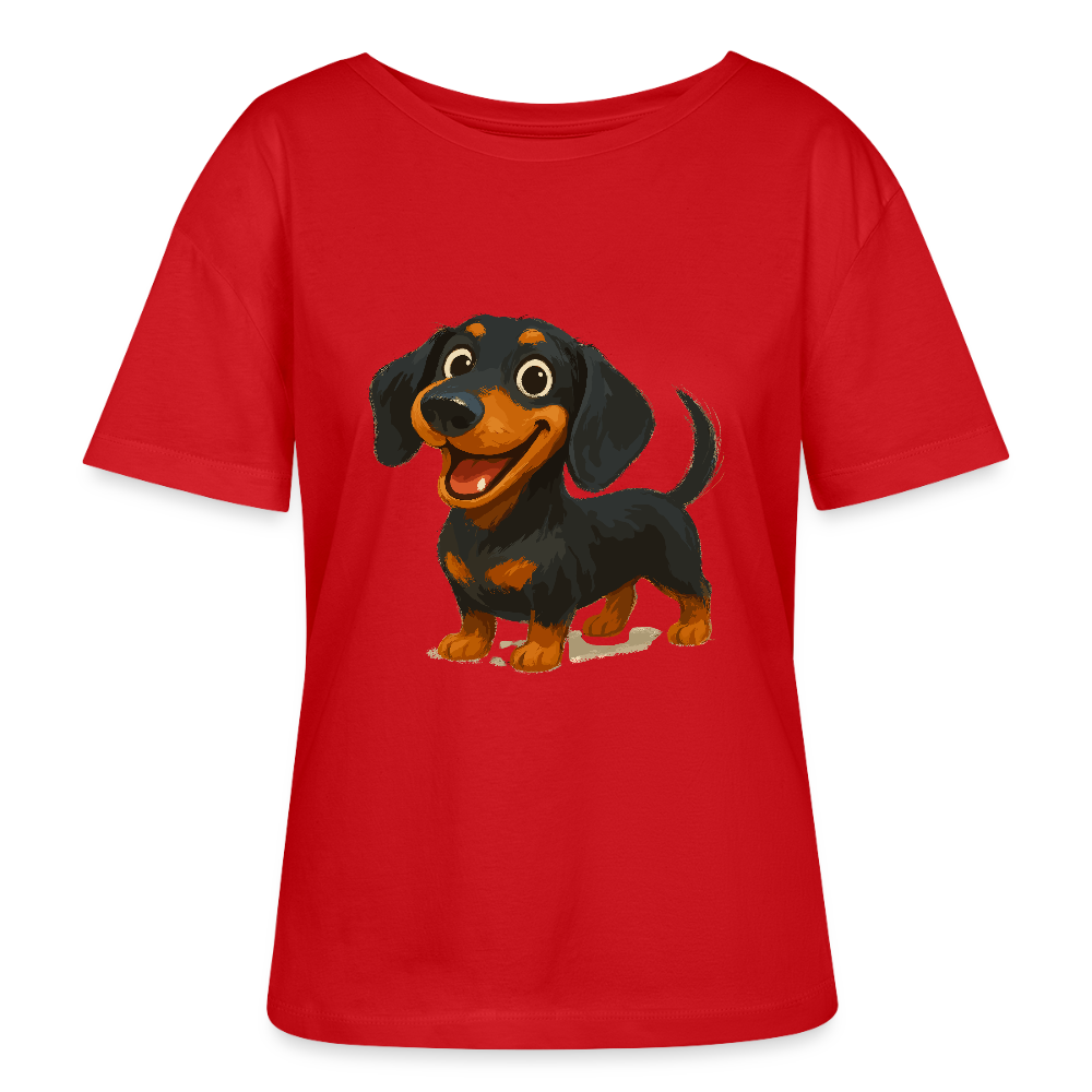 Dackel Shirt – Fröhlicher Cartoon Dachshund | Niedlicher Hund Pullover Geschenk für Hundefans - Rot