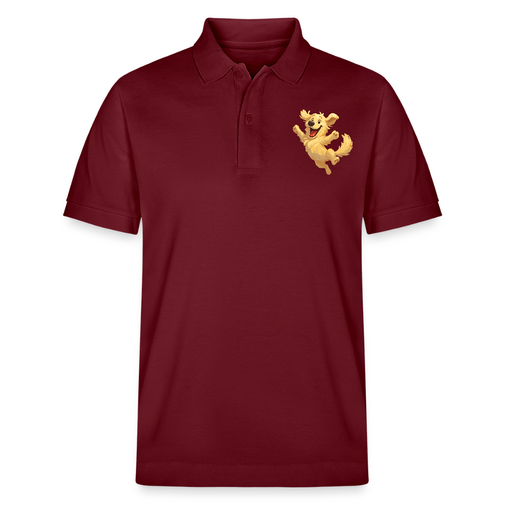 Golden Retriever Poloshirt Springender Cartoon – fröhliches Hundemotiv, perfektes Geschenk für Hundeliebhaber und Tierfreunde - Burgunderrot