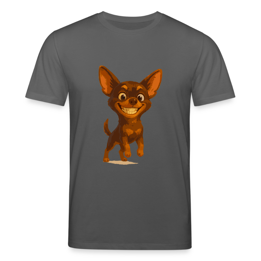 Grinsender Chihuahua T-Shirt Cartoon Hund – witziges Tiermotiv mit großem Lächeln, Geschenkidee für Hundefans und Tierfreunde - Anthrazit