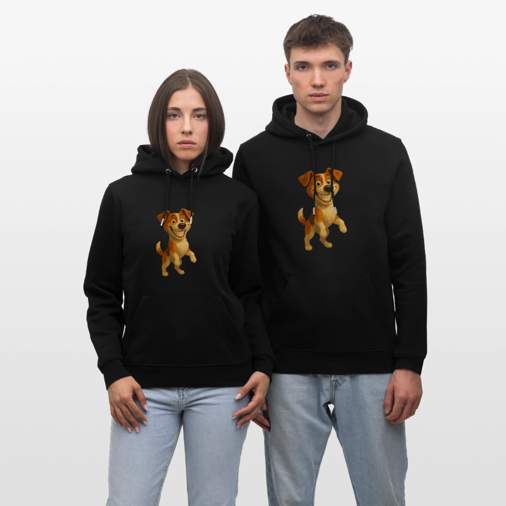 Jack Russell Terrier Hoodie breit grinsend – süßer Cartoon Hund, lustiges Motiv für Hundeliebhaber & Geschenkidee für Tierfreunde - Schwarz