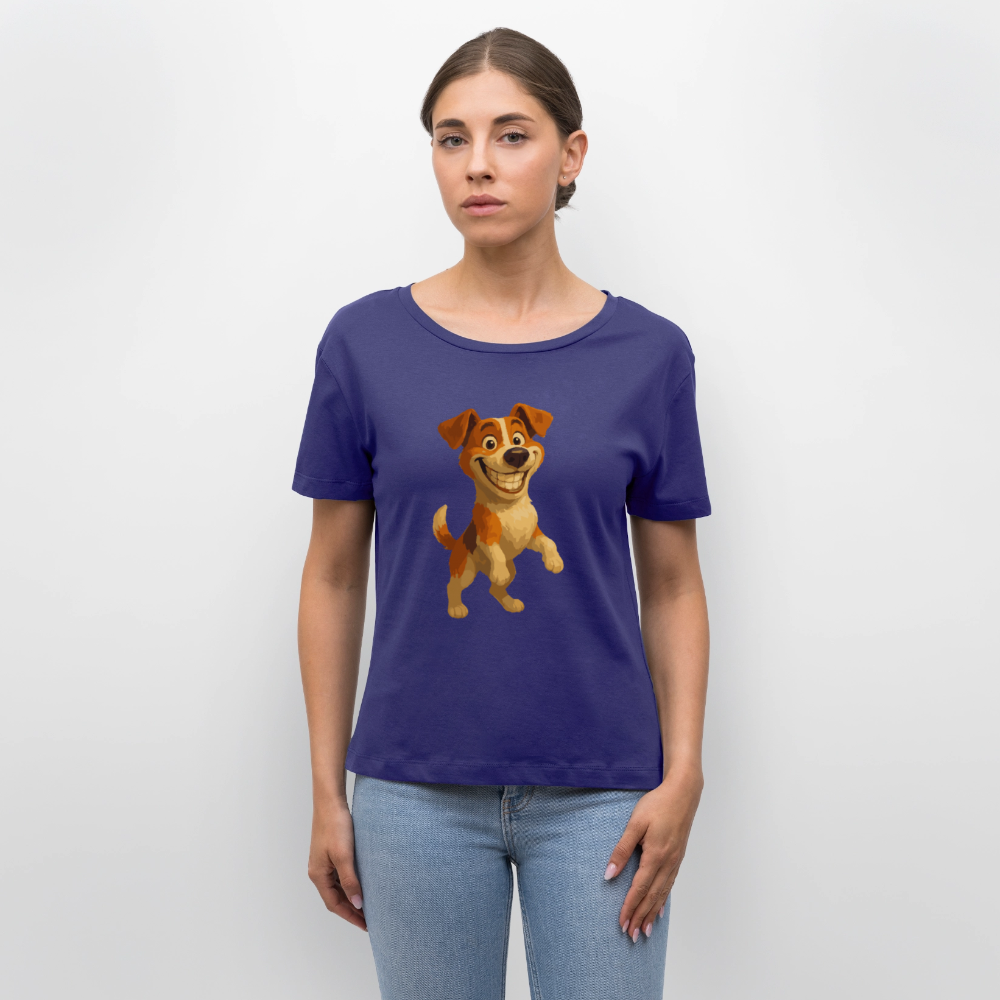 Jack Russell Terrier Shirt breit grinsend – süßer Cartoon Hund, lustiges Motiv für Hundeliebhaber & Geschenkidee für Tierfreunde - Dämmerung
