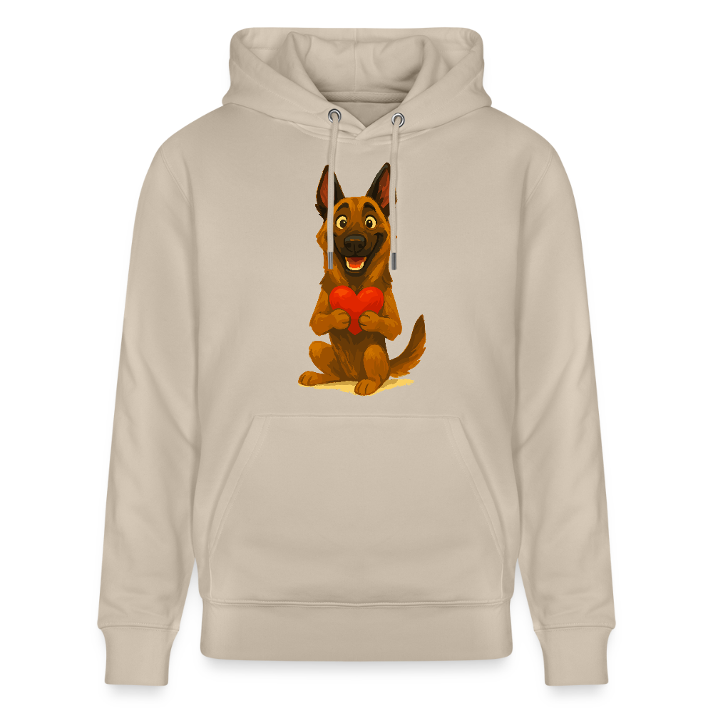 Malinois Hoodie mit Herz Cartoon – liebevoller Belgischer Schäferhund als Hunde Motiv für Hundeliebhaber und Geschenkideen - Beige