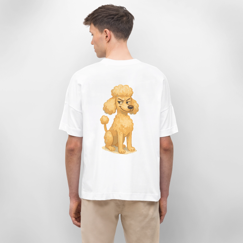 Frecher Pudel Oversized Cartoon im Malstil – Humorvolles Hundemotiv für Tierfreunde und Geschenkidee für Hundeliebhaber - Weiß