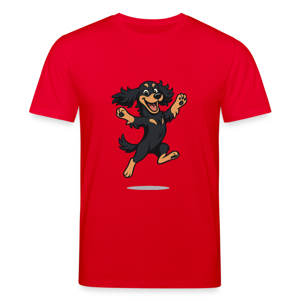 Cocker Spaniel T-Shirt - fröhlicher hüpfender Cartoon  – lustiges Hundemotiv voller Freude, Geschenkidee für Hundeliebhaber und Tierfreunde - Rot