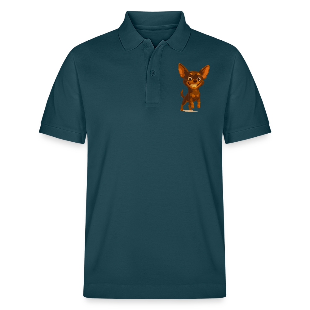 Grinsender Chihuahua Poloshirt Cartoon Hund – witziges Tiermotiv mit großem Lächeln, Geschenkidee für Hundefans und Tierfreunde - Dunkles Petrol