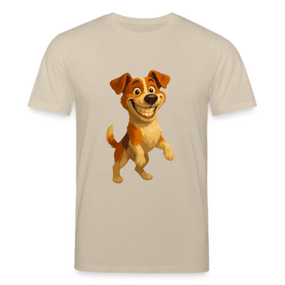 Jack Russell Terrier T-Shirt breit grinsend – süßer Cartoon Hund, lustiges Motiv für Hundeliebhaber & Geschenkidee für Tierfreunde - Beige