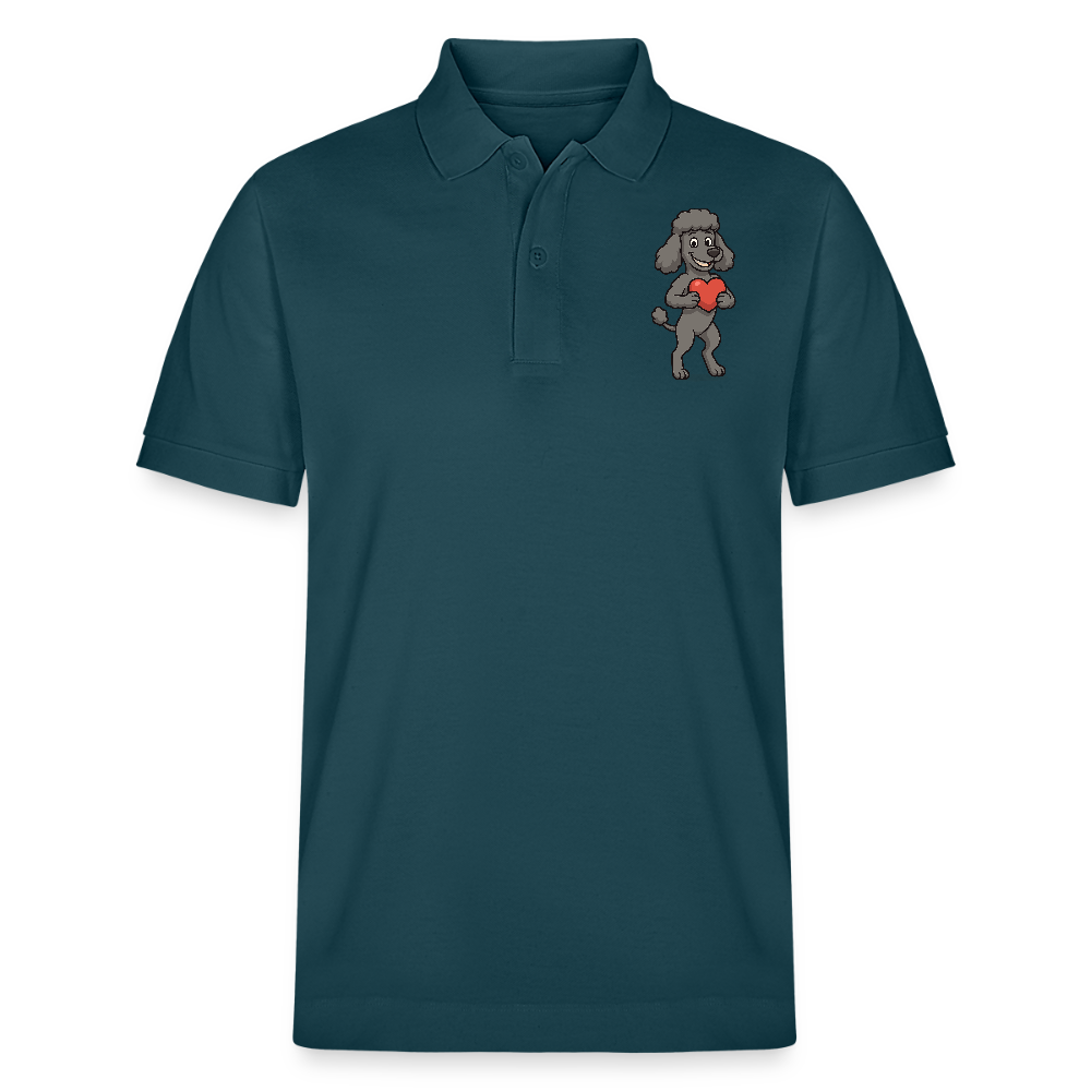 Pudel Poloshirt mit Herz Cartoon – Liebevolles Hunde Motiv für Valentinstag, Geschenke und Hundeliebhaber - Dunkles Petrol