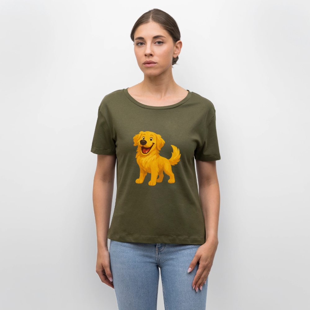 Golden Retriever Shirt Fröhlicher  Cartoon – lachendes Hundemotiv, süßes Geschenk für Hundeliebhaber und Tierfreunde - Khaki