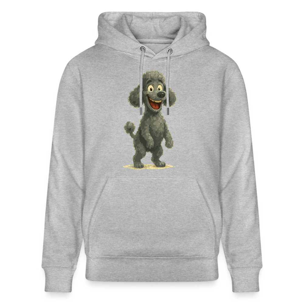 Pudel Hoodie mit breitem Grinsen Lustiger Cartoon – Witziges Hunde Design für Pudel Fans und Hundeliebhaber - Grau meliert