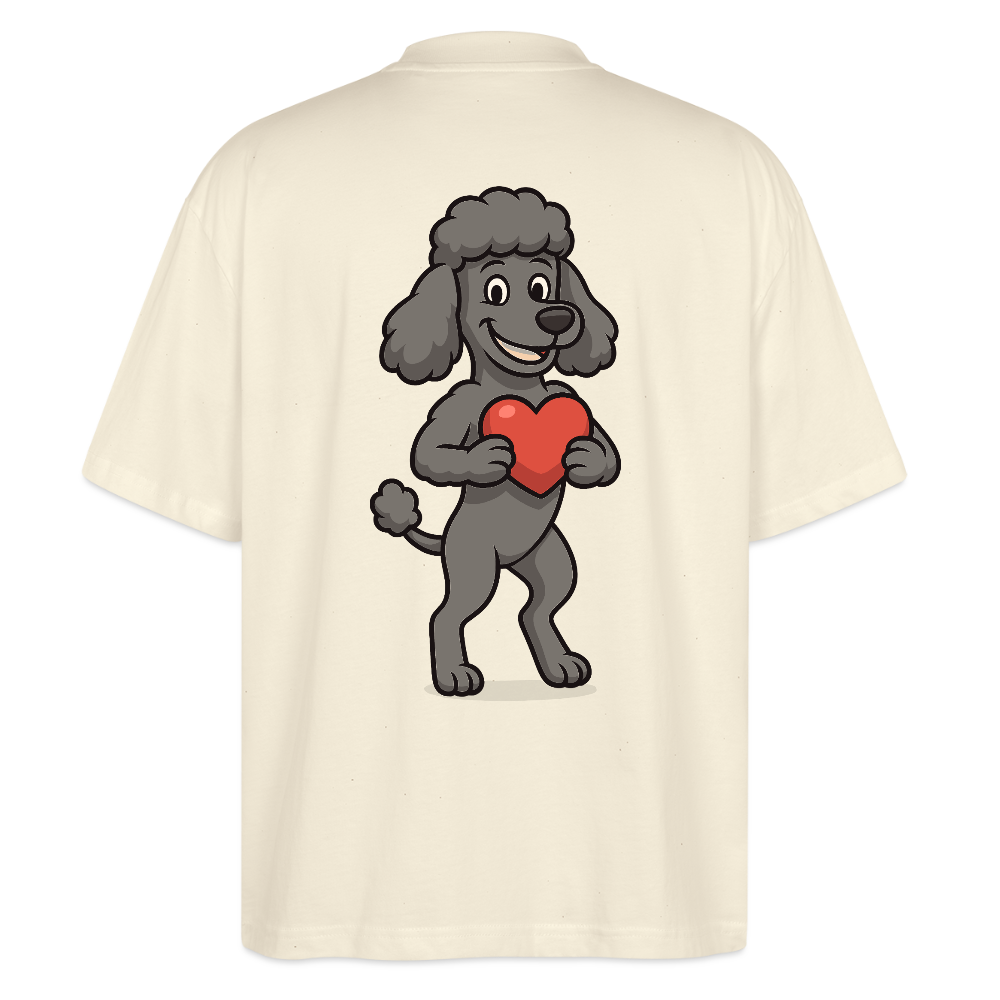 Pudel Oversized mit Herz Cartoon – Liebevolles Hunde Motiv für Valentinstag, Geschenke und Hundeliebhaber - Weißgrau