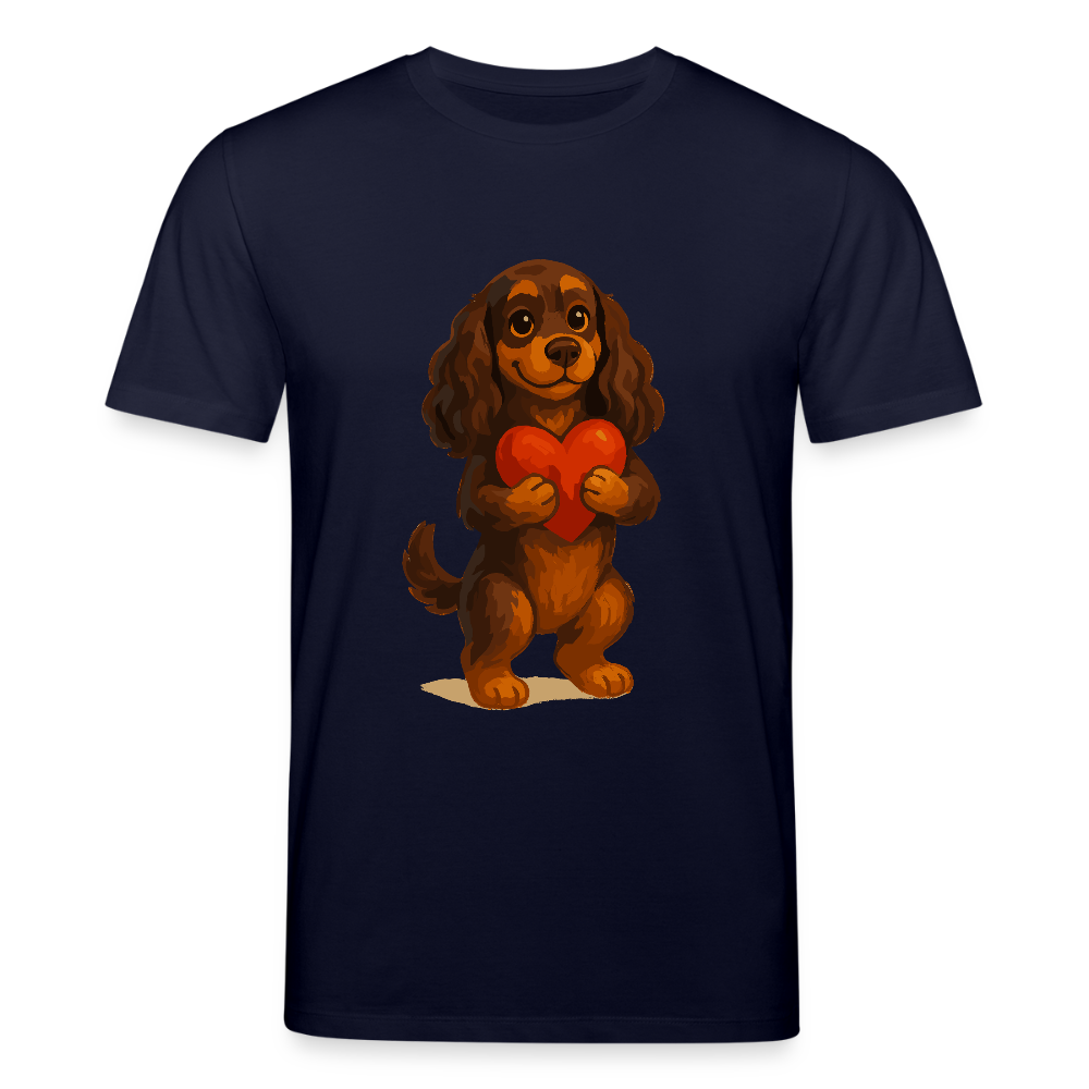 Cocker Spaniel T-Shirt mit Herz – Süßer Cartoon Hund, perfektes Motiv für Valentinstag und Hundeliebhaber - Navy