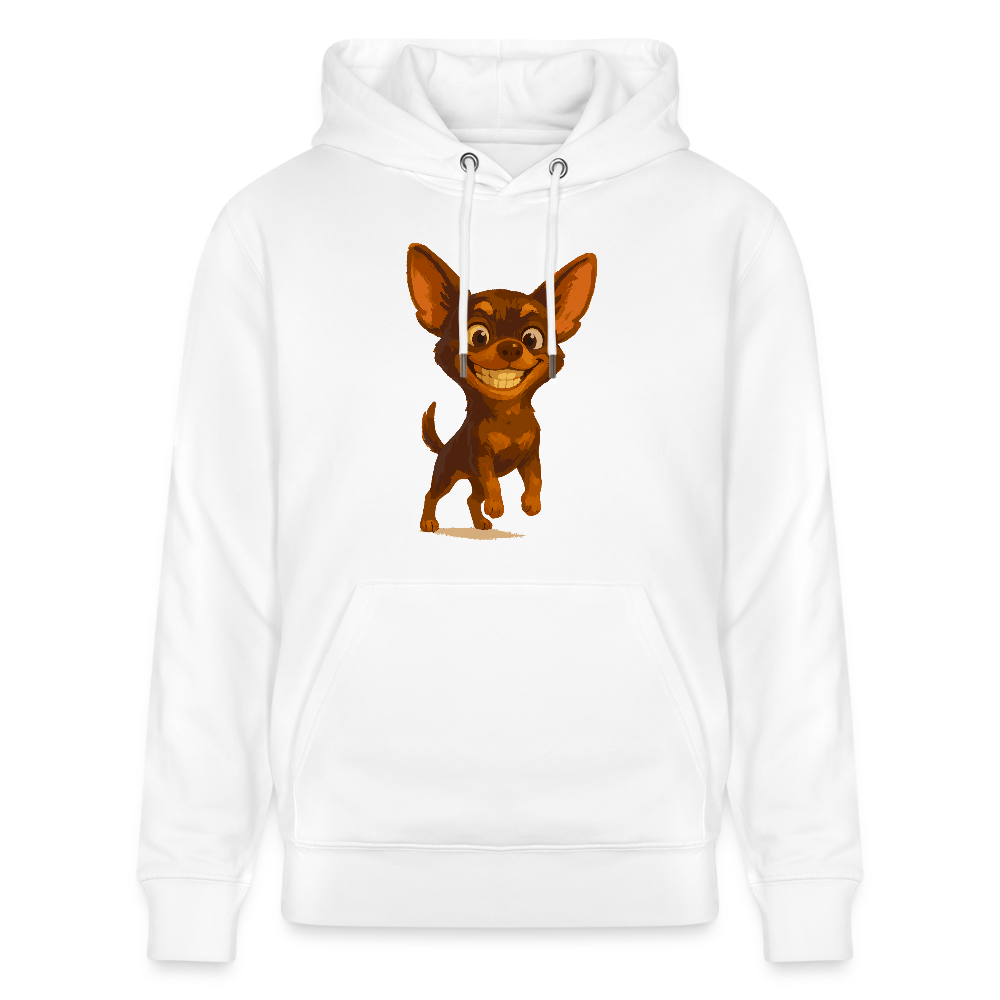 Grinsender Chihuahua Hoodie Cartoon Hund – witziges Tiermotiv mit großem Lächeln, Geschenkidee für Hundefans und Tierfreunde - Weiß
