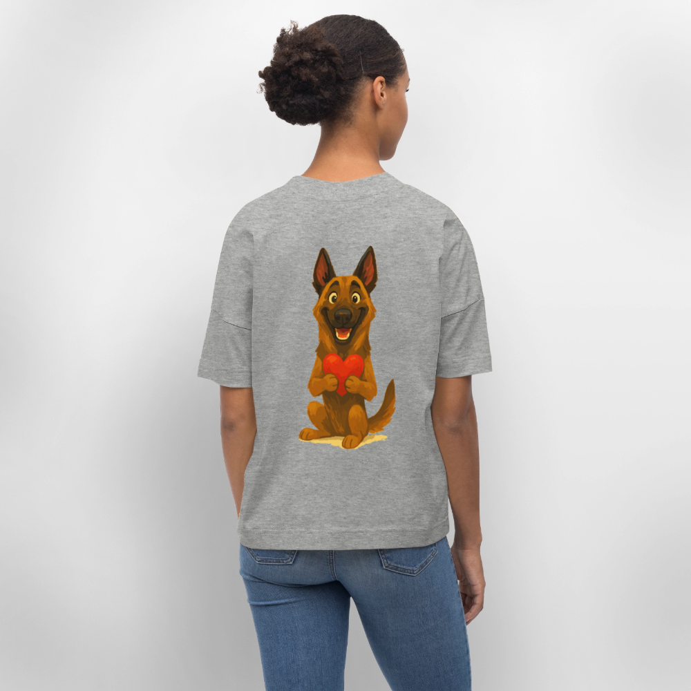 Malinois Oversized mit Herz Cartoon – liebevoller Belgischer Schäferhund als Hunde Motiv für Hundeliebhaber und Geschenkideen - Grau meliert