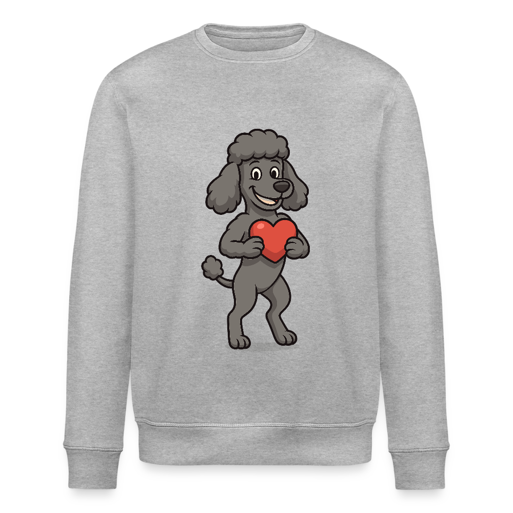 Pudel Sweatshirt mit Herz Cartoon – Liebevolles Hunde Motiv für Valentinstag, Geschenke und Hundeliebhaber - Grau meliert