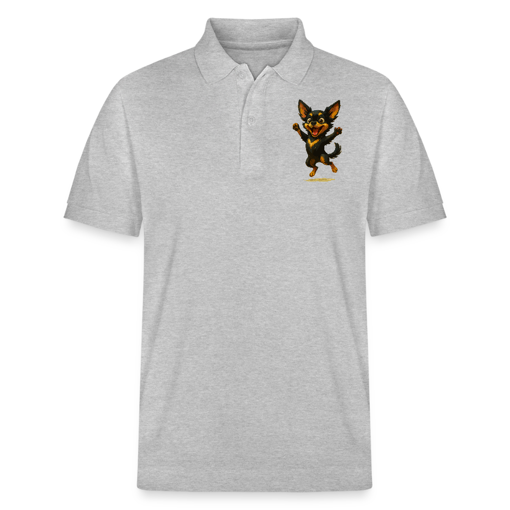 Fröhlicher Chihuahua Cartoon Hund – hüpfendes Tiermotiv voller Lebensfreude, witzige Geschenkidee für Hundefans und Tierfreunde - Grau meliert
