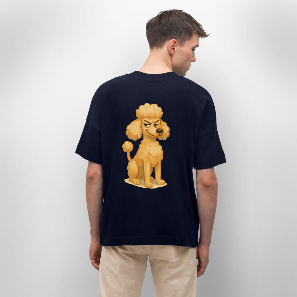 Frecher Pudel Oversized Cartoon im Malstil – Humorvolles Hundemotiv für Tierfreunde und Geschenkidee für Hundeliebhaber - Navy