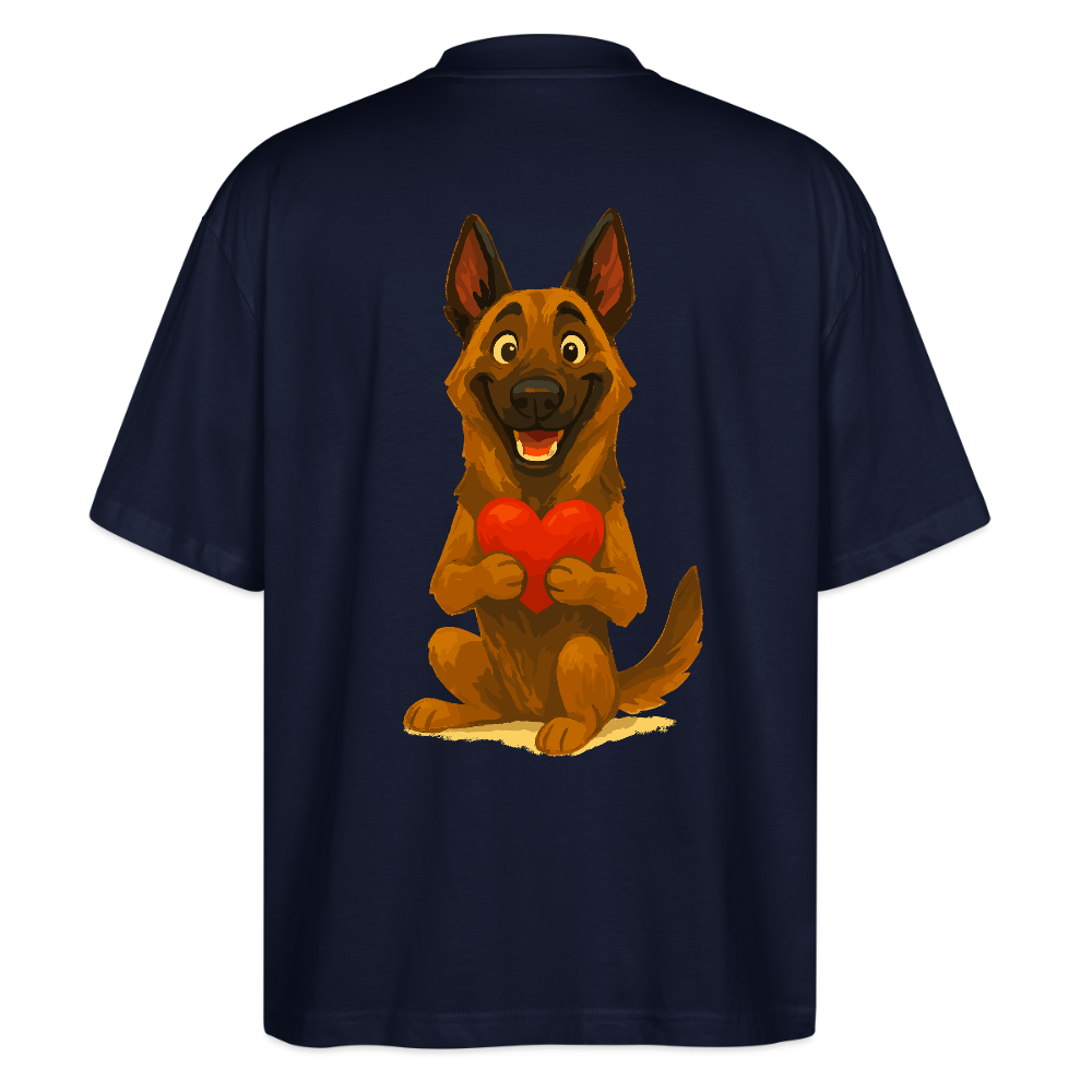 Malinois Oversized mit Herz Cartoon – liebevoller Belgischer Schäferhund als Hunde Motiv für Hundeliebhaber und Geschenkideen - Navy