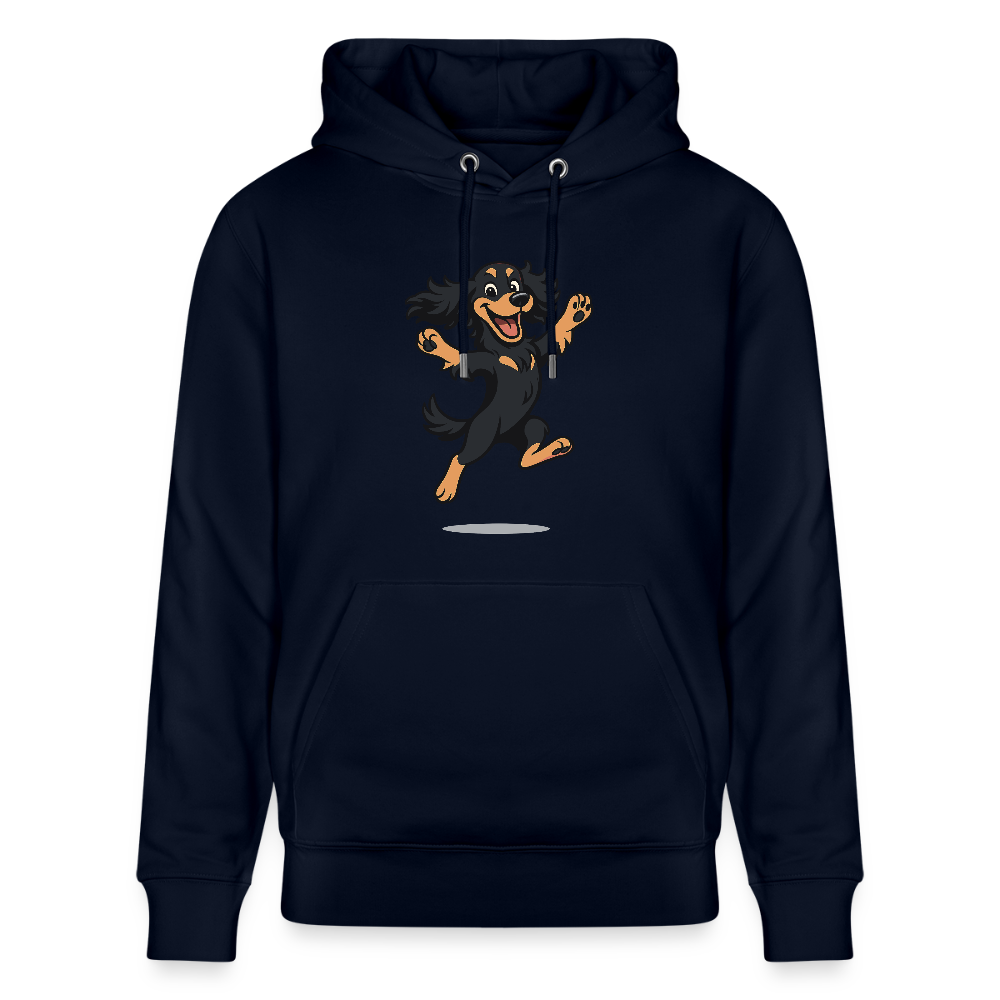 Cocker Spaniel Hoodie - fröhlicher hüpfender Cartoon  – lustiges Hundemotiv voller Freude, Geschenkidee für Hundeliebhaber und Tierfreunde - Navy