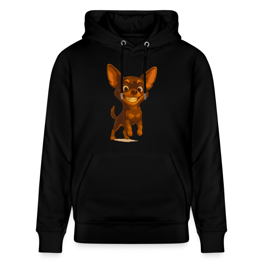 Grinsender Chihuahua Hoodie Cartoon Hund – witziges Tiermotiv mit großem Lächeln, Geschenkidee für Hundefans und Tierfreunde - Schwarz