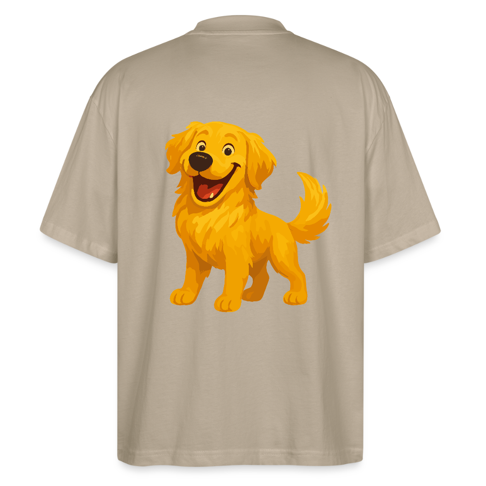 Golden Retriever Oversized Fröhlicher Cartoon – lachendes Hundemotiv, süßes Geschenk für Hundeliebhaber und Tierfreunde - Steingrau