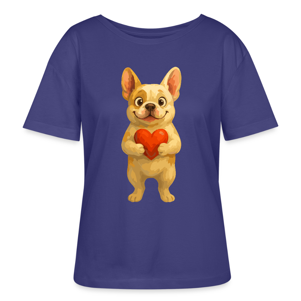 Französische Bulldogge Shirt mit Herz Cartoon – Liebevolles Hunde Motiv für Valentinstag, Freundschaft und Geschenkideen - Dämmerung