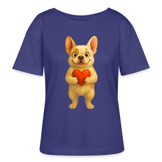 Französische Bulldogge Shirt mit Herz Cartoon – Liebevolles Hunde Motiv für Valentinstag, Freundschaft und Geschenkideen - Dämmerung