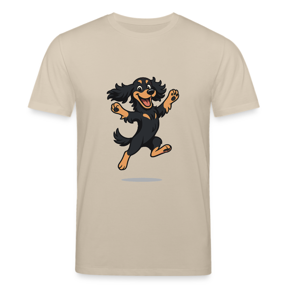 Cocker Spaniel T-Shirt - fröhlicher hüpfender Cartoon  – lustiges Hundemotiv voller Freude, Geschenkidee für Hundeliebhaber und Tierfreunde - Beige