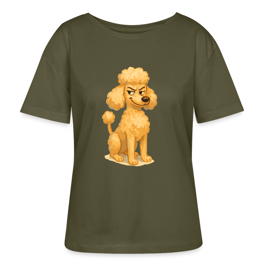 Frecher Pudel Shirt Cartoon im Malstil – Humorvolles Hundemotiv für Tierfreunde und Geschenkidee für Hundeliebhaber - Khaki