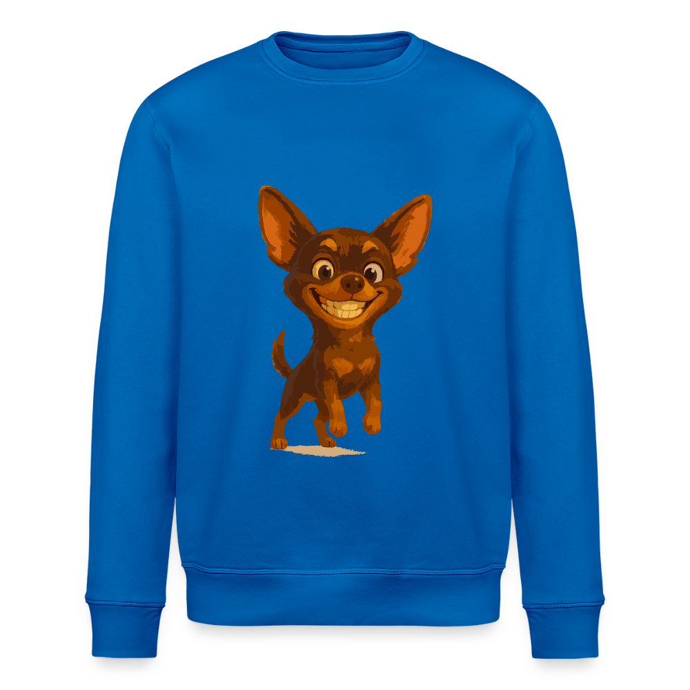 Grinsender Chihuahua Sweatshirt Cartoon Hund – witziges Tiermotiv mit großem Lächeln, Geschenkidee für Hundefans und Tierfreunde - Königsblau