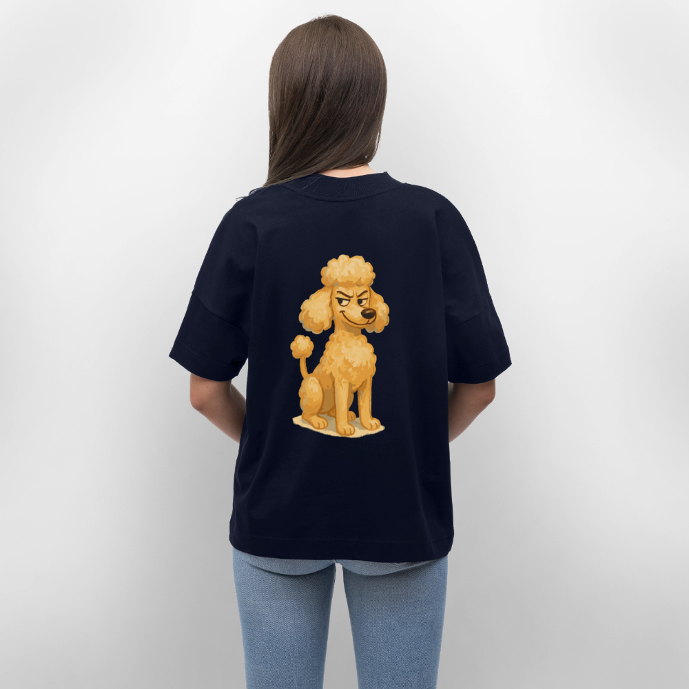 Frecher Pudel Oversized Cartoon im Malstil – Humorvolles Hundemotiv für Tierfreunde und Geschenkidee für Hundeliebhaber - Navy