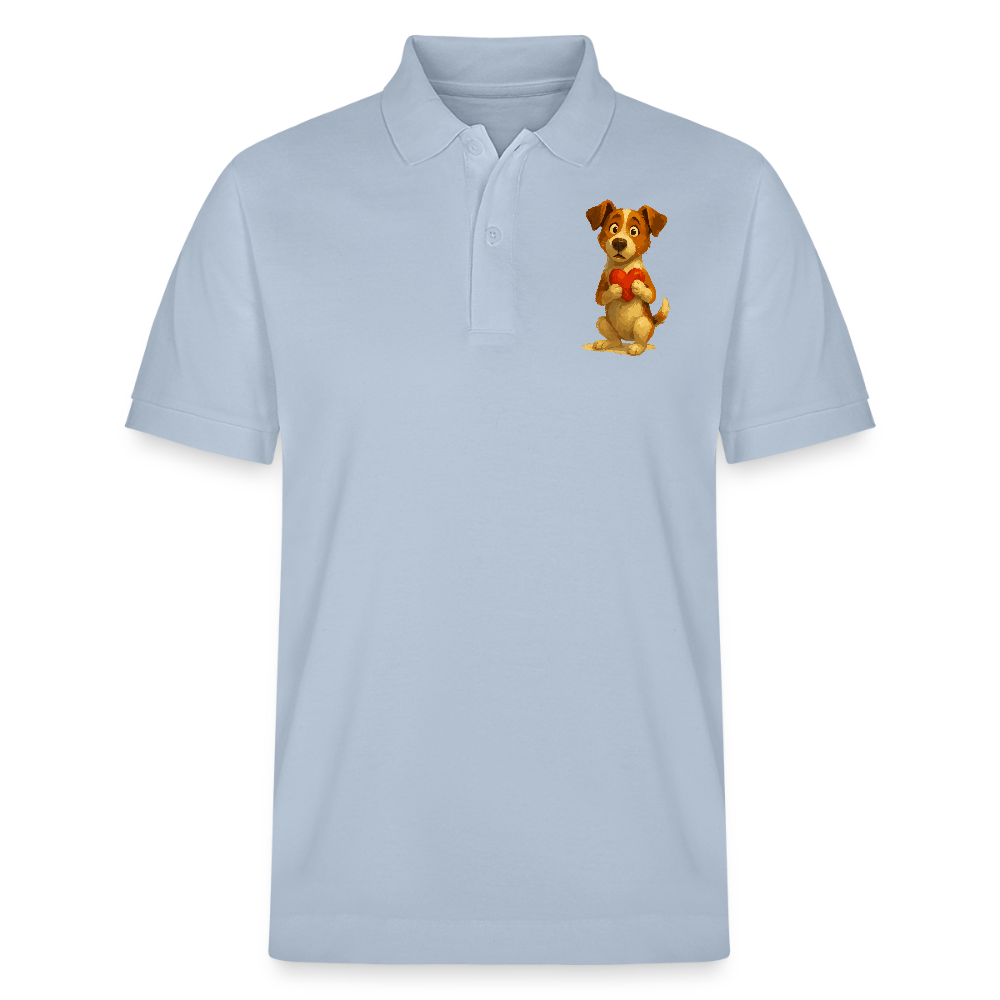 Jack Russell Terrier Poloshirt mit Herz – süßes Cartoon Motiv, liebevoller Hund, Geschenkidee für Valentinstag und Hundeliebhaber - sky Blue