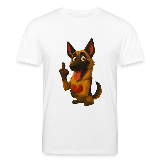 Frecher Malinois T-Shirt mit Herz – witziges und provokantes Hunde Cartoon Motiv für Hundeliebhaber mit Sinn für Humor - Weiß