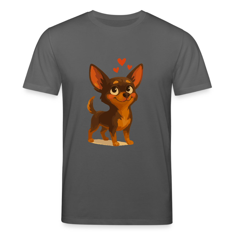 Verliebter Chihuahua T-Shirt Cartoon Hund mit Herzen – süßes romantisches Tiermotiv, Geschenkidee für Valentinstag und Hundefans - Anthrazit