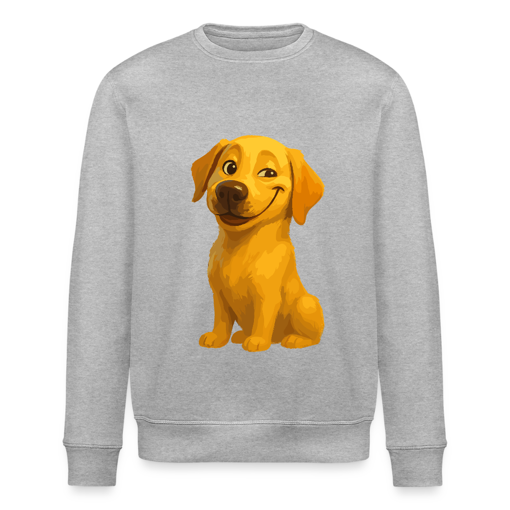 Labrador Sweatshirt – Grinsender Cartoon Hund | Lustiges Geschenk für Hundebesitzer, Hundefans und Labrador-Liebhaber - Grau meliert