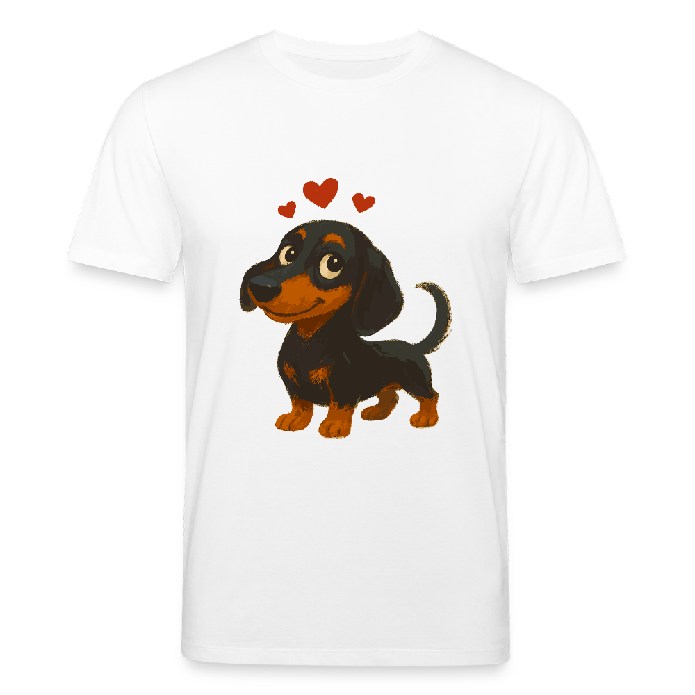 Dackel T-Shirt – Verliebter Cartoon Dachshund | Süßer Hund Pullover Geschenk mit Herzen für Valentinstag & Hundefans - Weiß