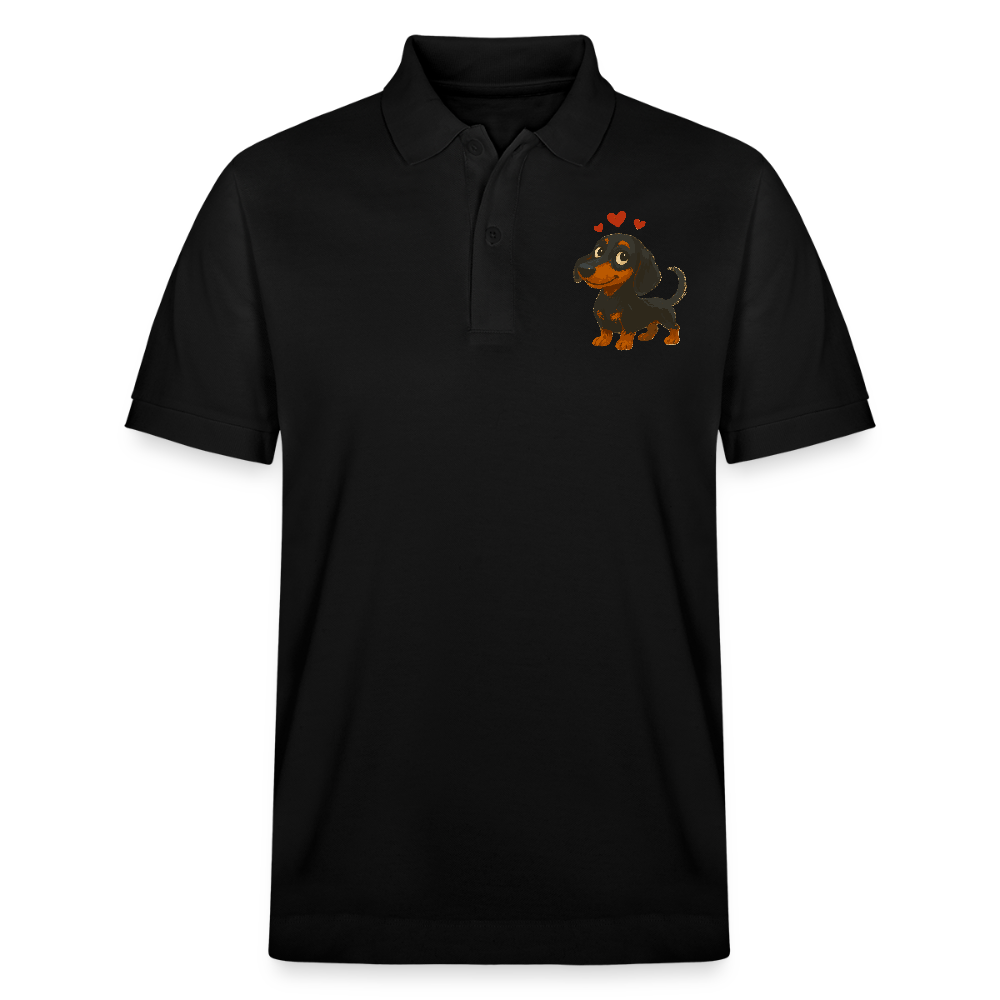 Dackel Poloshirt – Verliebter Cartoon Dachshund | Süßer Hund Pullover Geschenk mit Herzen für Valentinstag & Hundefans - Schwarz