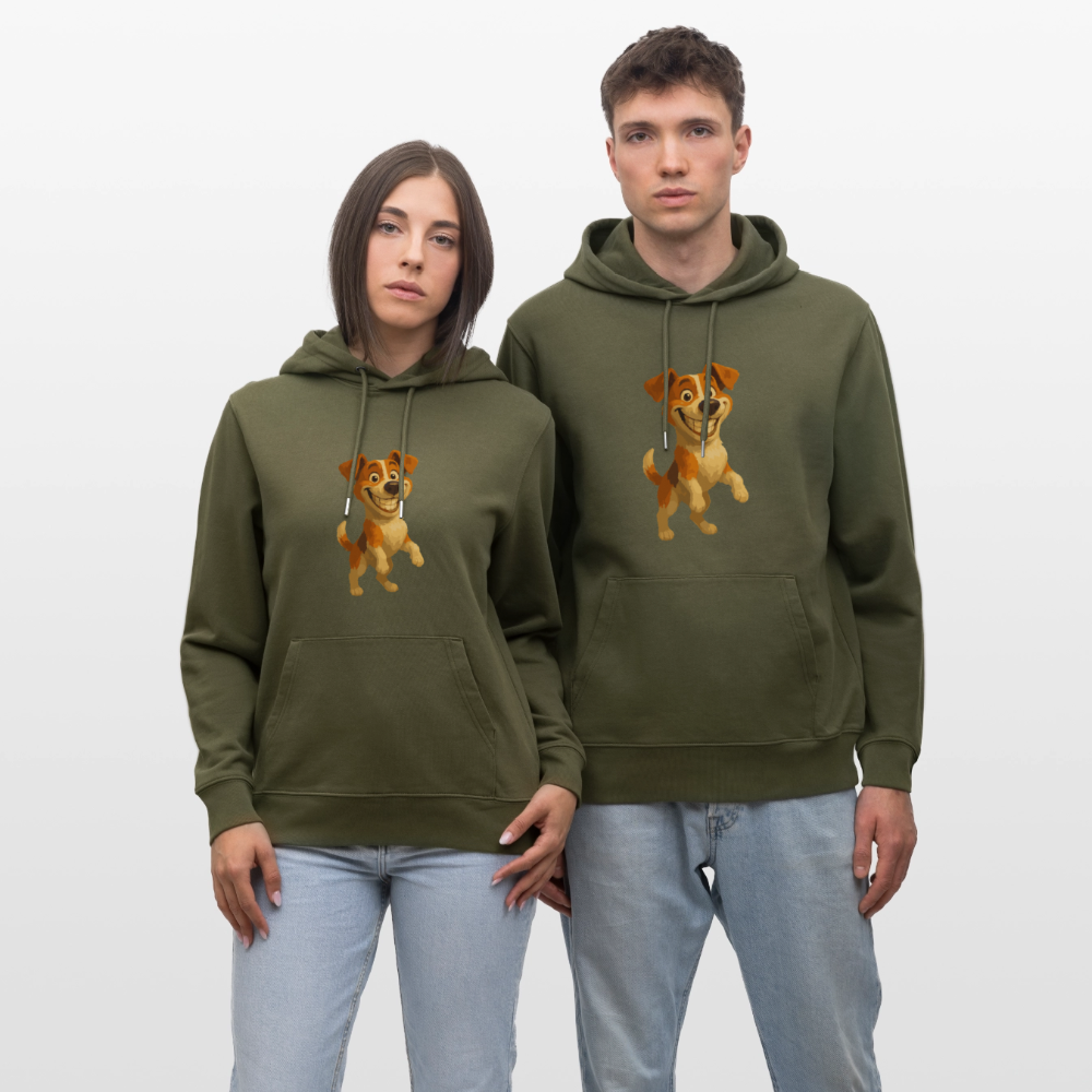 Jack Russell Terrier Hoodie breit grinsend – süßer Cartoon Hund, lustiges Motiv für Hundeliebhaber & Geschenkidee für Tierfreunde - Khaki Grün
