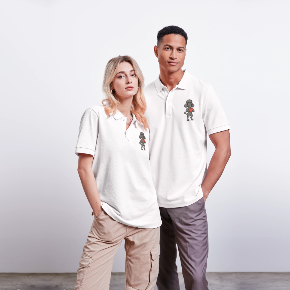 Pudel Poloshirt mit Herz Cartoon – Liebevolles Hunde Motiv für Valentinstag, Geschenke und Hundeliebhaber - Weiß