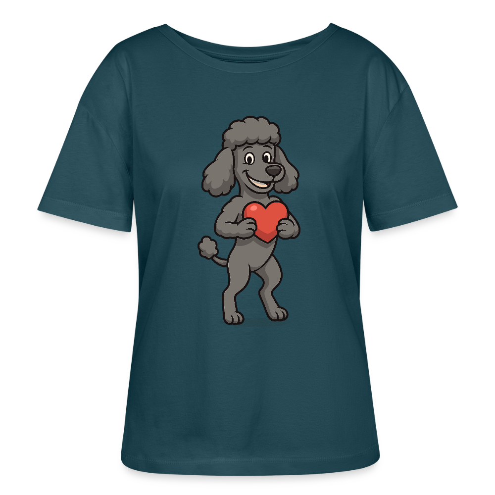 Pudel Shirt mit Herz Cartoon – Liebevolles Hunde Motiv für Valentinstag, Geschenke und Hundeliebhaber - Dunkles Petrol