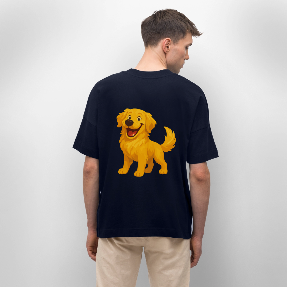 Golden Retriever Oversized Fröhlicher Cartoon – lachendes Hundemotiv, süßes Geschenk für Hundeliebhaber und Tierfreunde - Navy