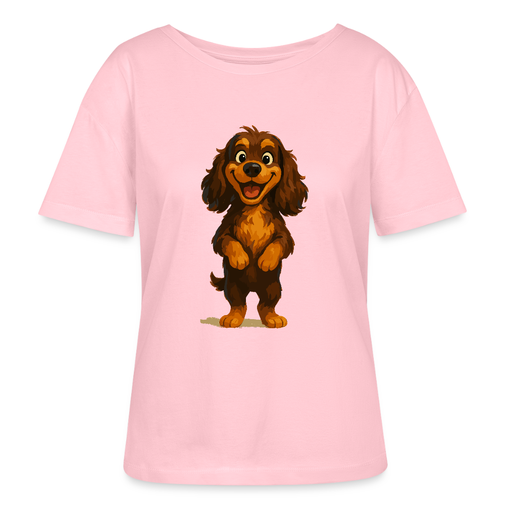 Cocker Spaniel Shirt breit grinsend – Lustiger Cartoon Hund, fröhliches Motiv für Hundeliebhaber und Tierfreunde - Hellrosa