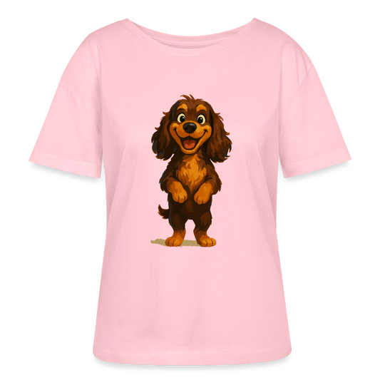 Cocker Spaniel Shirt breit grinsend – Lustiger Cartoon Hund, fröhliches Motiv für Hundeliebhaber und Tierfreunde - Hellrosa