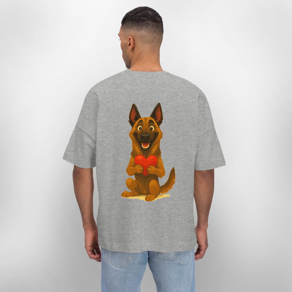 Malinois Oversized mit Herz Cartoon – liebevoller Belgischer Schäferhund als Hunde Motiv für Hundeliebhaber und Geschenkideen - Grau meliert