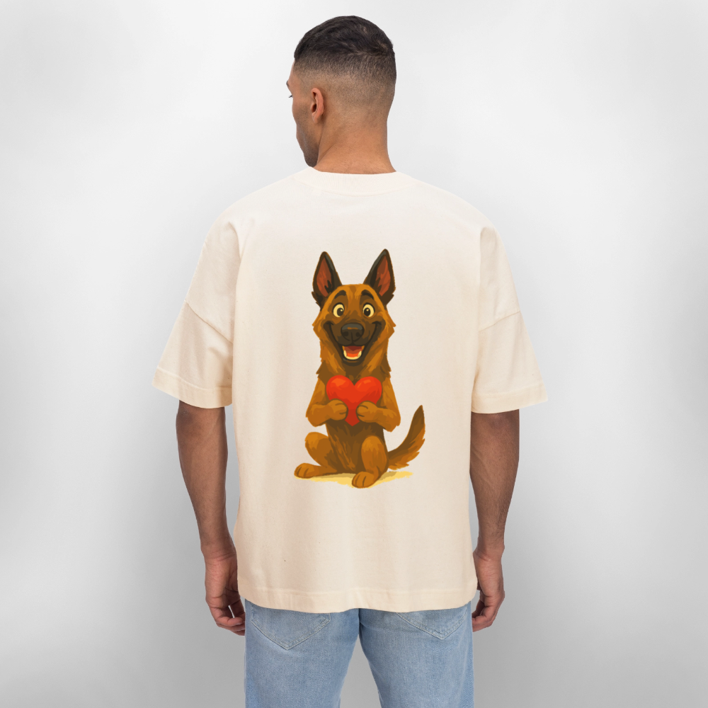 Malinois Oversized mit Herz Cartoon – liebevoller Belgischer Schäferhund als Hunde Motiv für Hundeliebhaber und Geschenkideen - Weißgrau