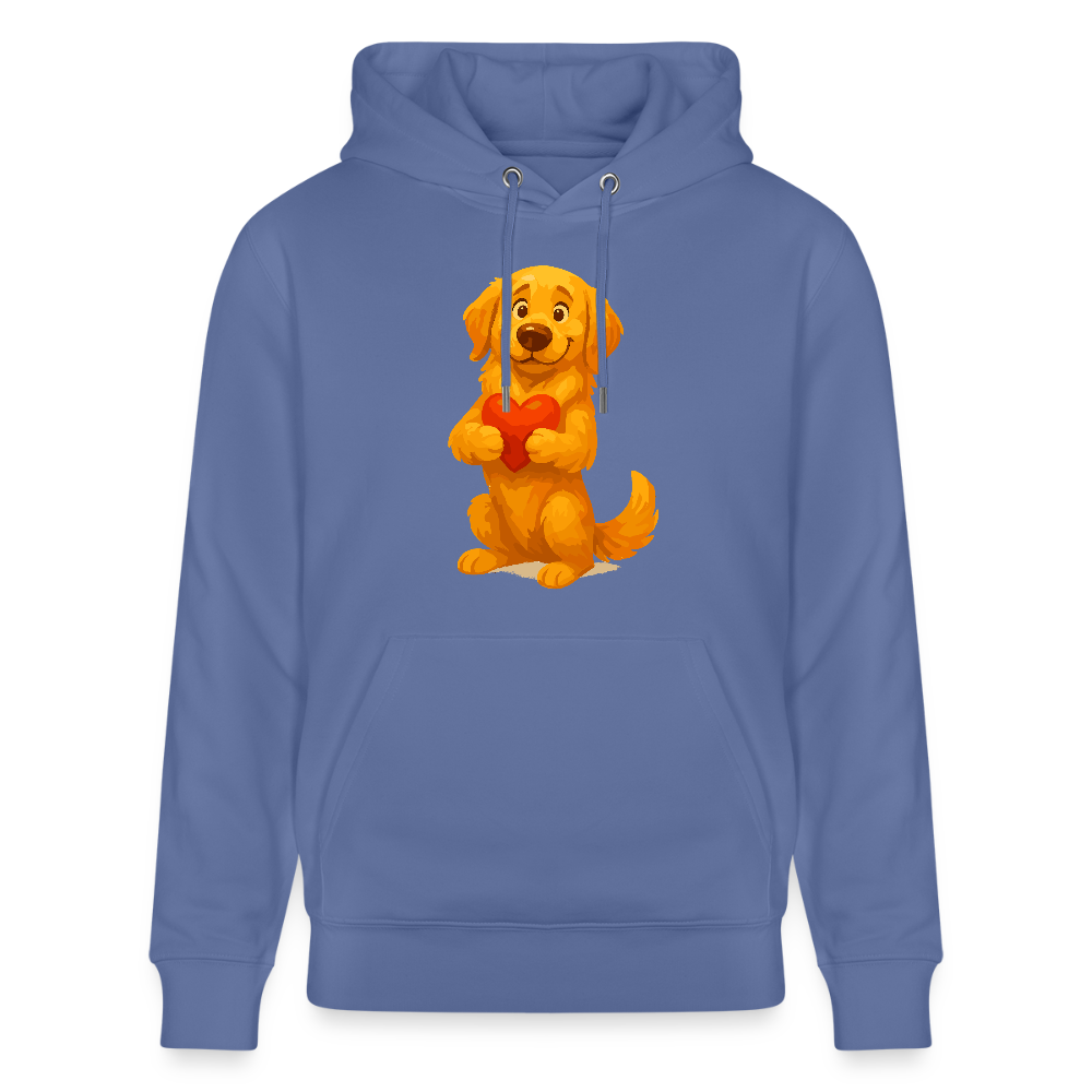 Golden Retriever Hoodie mit Herz – süßer Cartoon Hund, liebevolles Motiv für Hundeliebhaber, Valentinstag oder besondere Geschenkideen - Blau