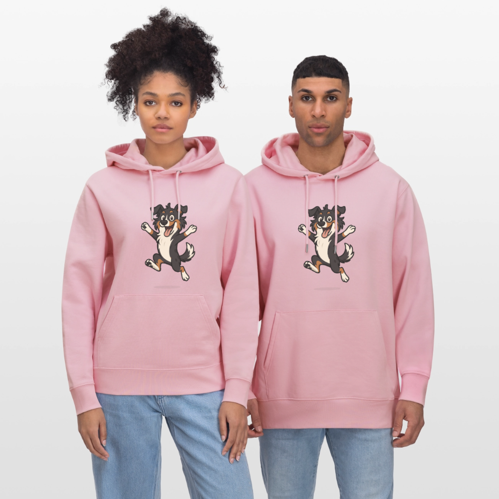Australian Shepherd Hoodie Cartoon hüpfend – Fröhliches Hunde Motiv voller Freude und Energie für Hundeliebhaber und Geschenkideen - Hellrosa