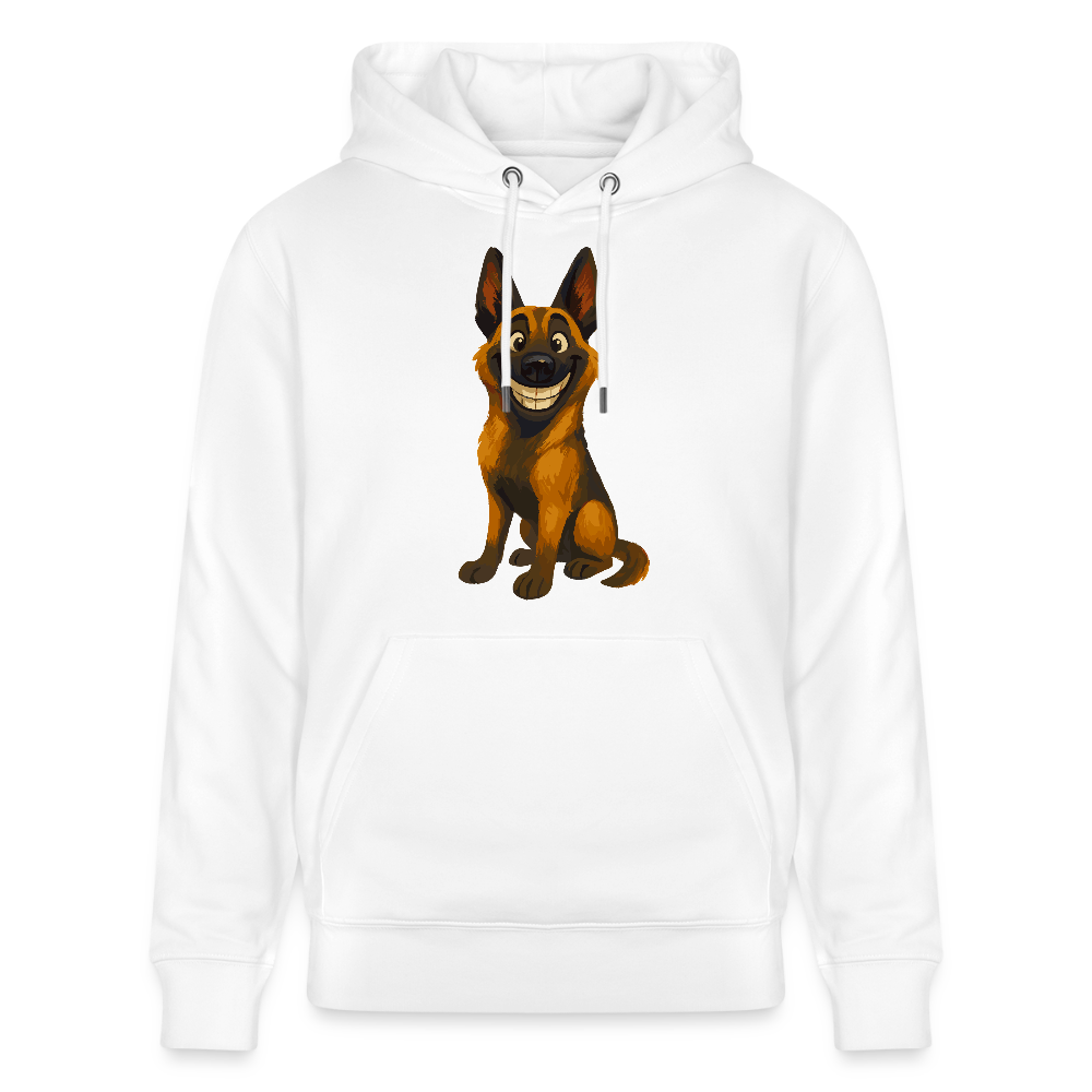 Malinois Hoodie Grinsender Cartoon – lustiger Belgischer Schäferhund im gemalten Stil als humorvolles Hunde Motiv für Hundeliebhaber - Weiß