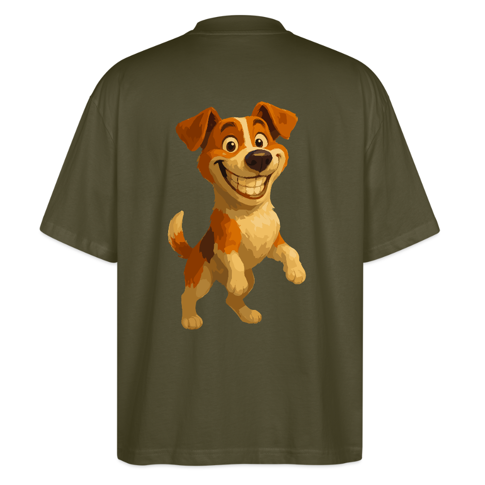 Jack Russell Terrier Oversized breit grinsend – süßer Cartoon Hund, lustiges Motiv für Hundeliebhaber & Geschenkidee für Tierfreunde - Khaki
