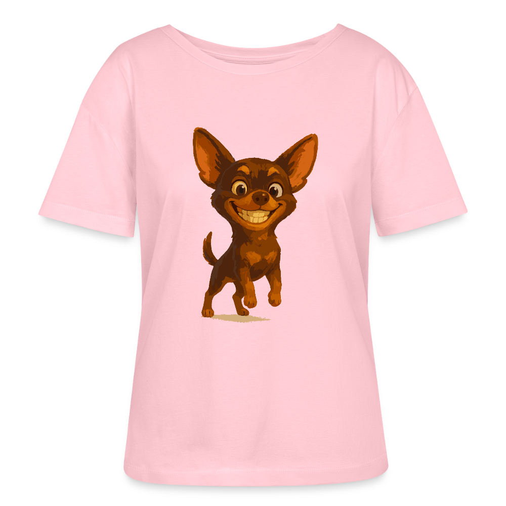 Grinsender Chihuahua Shirt Cartoon Hund – witziges Tiermotiv mit großem Lächeln, Geschenkidee für Hundefans und Tierfreunde - Hellrosa